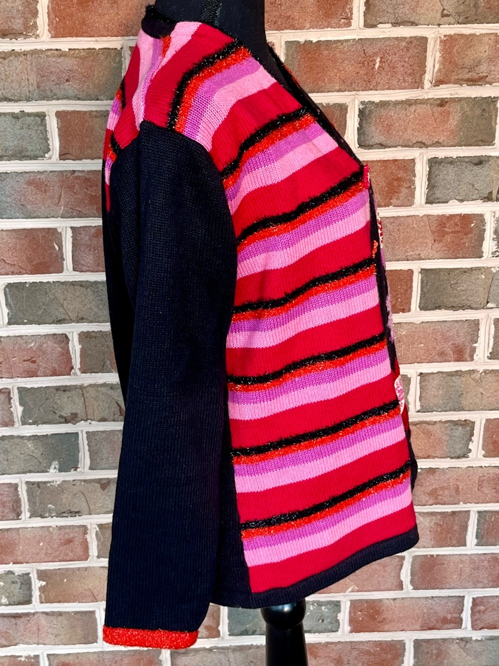 Vtg Storybook Knits Bright Daisy Cardigan Sweater S 90s Whimsigoth Floral Beaded - Picture 6 of 17